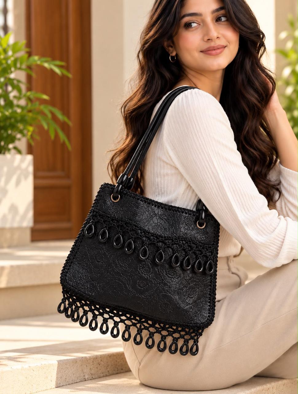 Breakout Paris Noir Elegance Embellished Tote Bag
