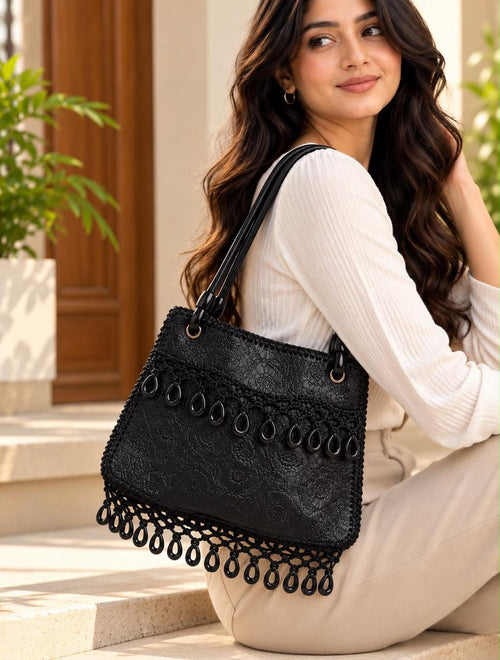 Breakout Paris Noir Elegance Embellished Tote Bag