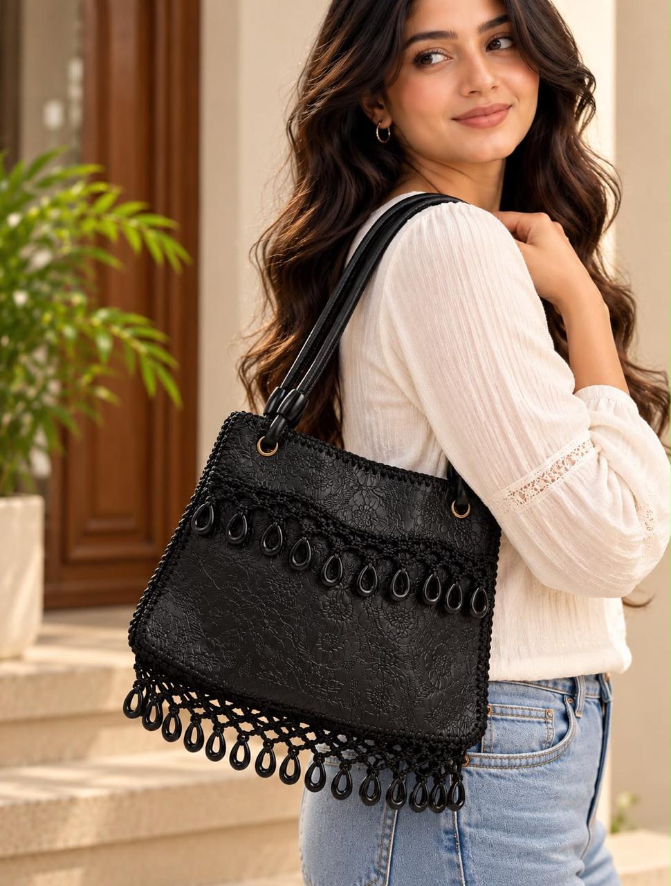 Breakout Paris Noir Elegance Embellished Tote Bag